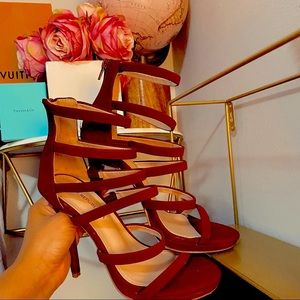 NEW Wine Platform Strappy Heels 7.5
